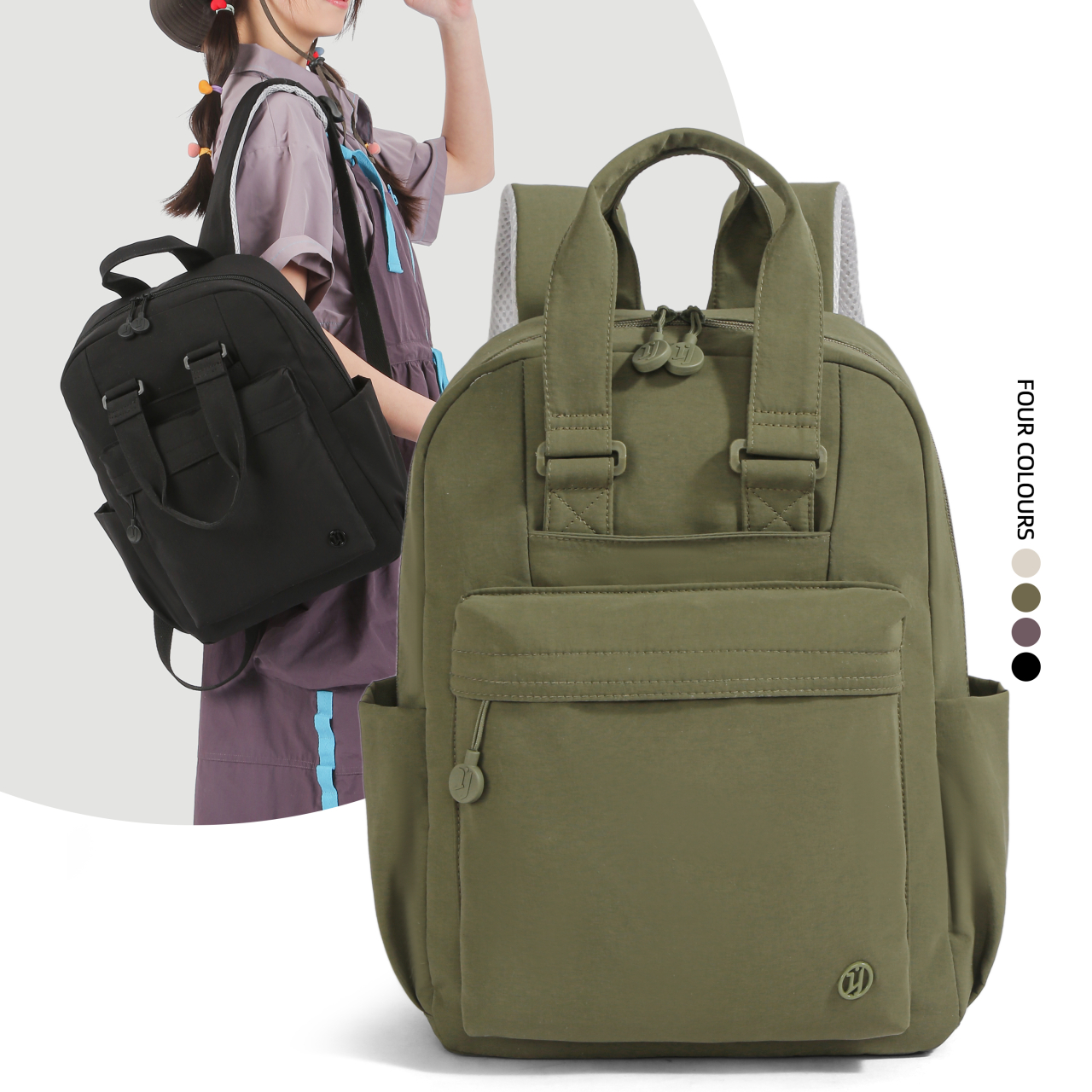 Solid color travel commuting backpack