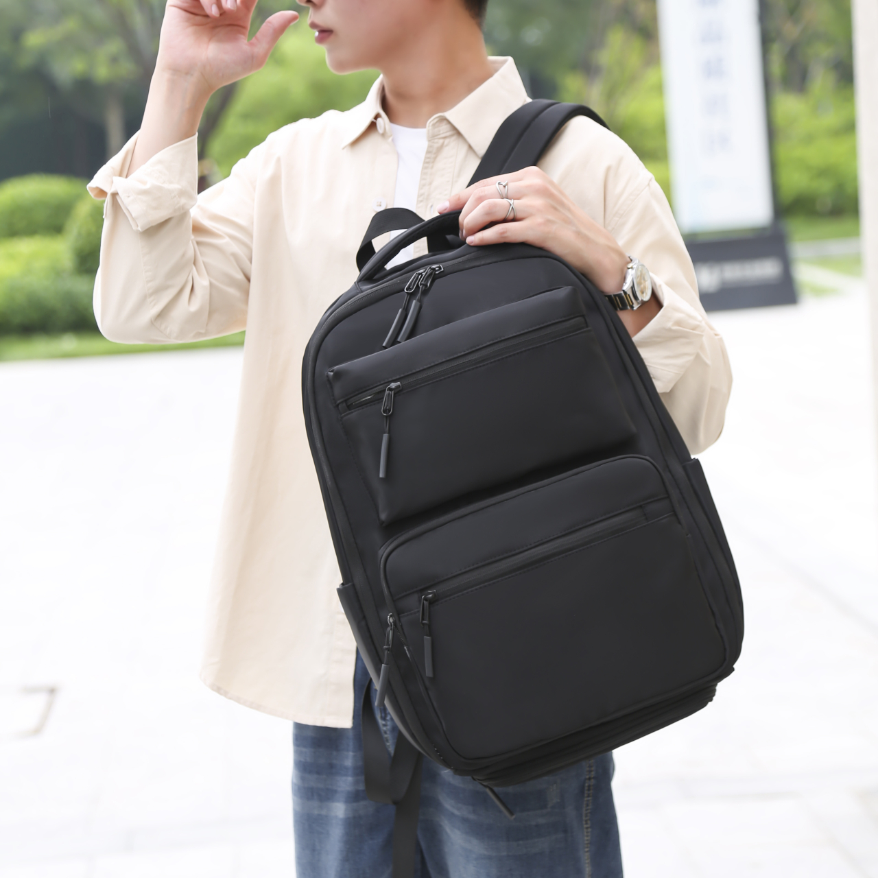 Multifunctional Casual Solid Color Backpack