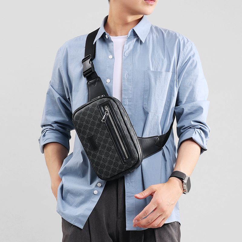 Large Capacity Plaid Stylish Men's Sling & Waist Bag